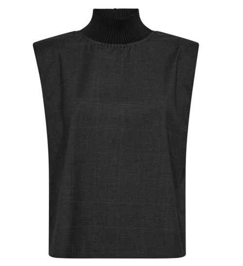 KayaCC Vest med rib turtleneck i antracit fra Co'Couture